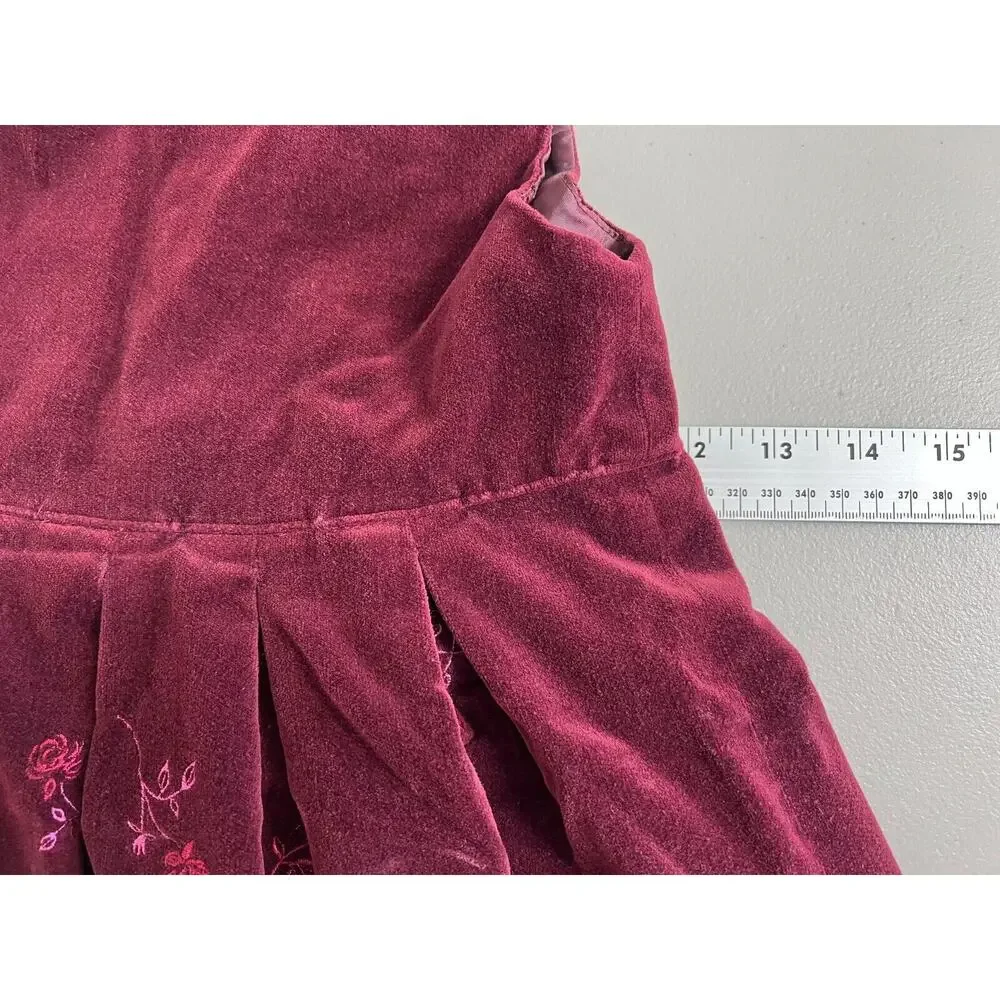 Baby Gap Floral Velvet Dress Size 3XL 30-36 Months Lined Burgundy Red Holiday